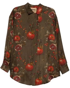 Uma Wang Hemd mit grafischem Print - Braun