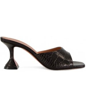 AMINA MUADDI Lupita Croc-Effect Leather Sandals - Black