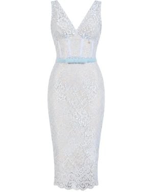 DIVEDIVINE Robe Mi-Longue Megan En Dentelle À Taille Ceinturée - White