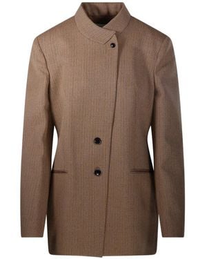 Rohe Veste Rayée À Col Montant - Brown