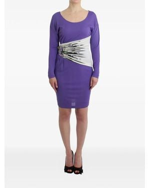 Roberto Cavalli Floral-Print Mini Dress - Purple