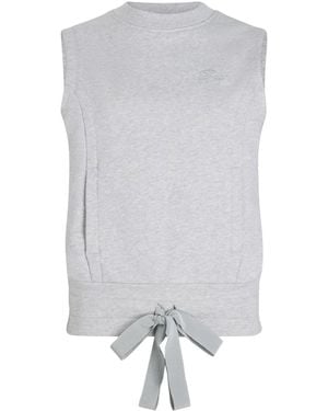 Patou Logo-Embroidered Sleeveless Sweatshirt - Grey
