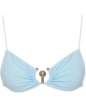 Christopher Esber Ruched Orbit Bikini Top - Blue