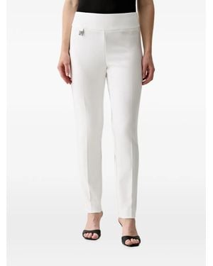 Joseph Ribkoff Logo-Plaque Slim-Fit Pants - White