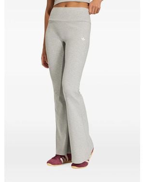 adidas Essentials Logo-Embroidered Flared Pants - Gray