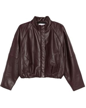 IRO Raglan-Sleeve Leather Jacket - Brown