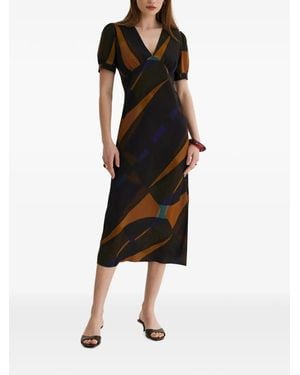 Framboise Brodie Abstract-Print Midi Dress - Black