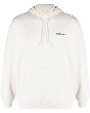 Balenciaga Logo-Print Drawstring Hoodie - White
