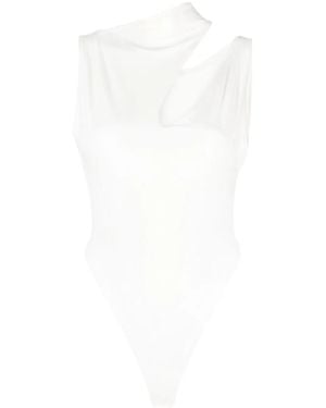 MANURI Cutout Jersey Bodysuit - White
