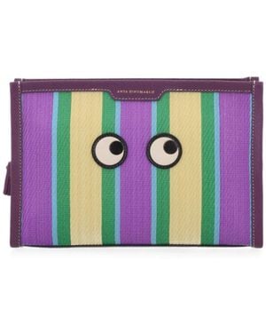 Anya Hindmarch Stripes Striped Pouch - Purple