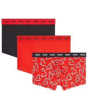 DIESEL Damien-gft-utlt Logo-waistband Printed Boxer (pack Of Three) - Red