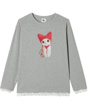 B+ AB Lace-Trim Long-Sleeve T-Shirt - Grey