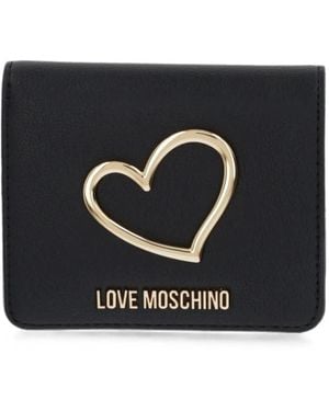 Love Moschino Heart-Plaque Logo-Lettering Wallet - Black
