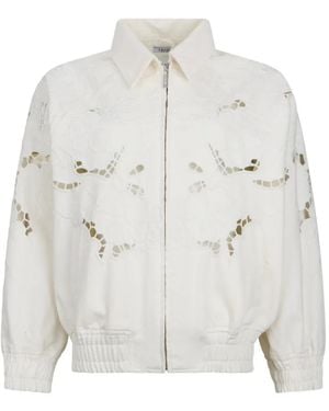 Liu Jo Openwork Embroidered Bomber Jacket - White