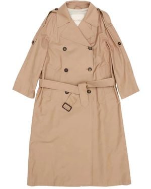 Max Mara Jas Met Ceintuur En Knopen - Naturel