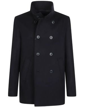 Herno High-Neck Double-Breasted Coat - Black
