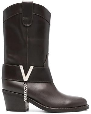 Via Roma 15 70Mm Logo-Plaque Boots - Black
