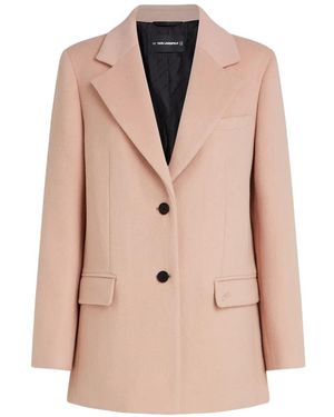 KARL LAGERFELD Single-Breasted Felted Coat - Pink
