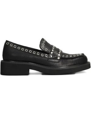 Bibi Lou Eyelet-Embellished Loafers - Black