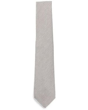 Canali Houndstooth-Pattern Silk Tie - White