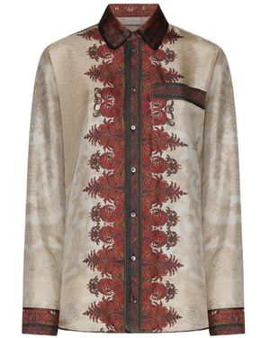 Pierre Louis Mascia Aloe Paisley-Print Silk Shirt - Brown
