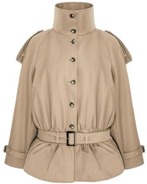 SEEN USERS Storm Belted Short Trench Coat - Natural