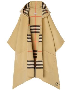Burberry Check Cashmere Hooded Cape - Metallic