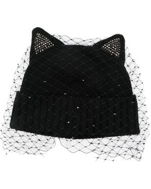 CA4LA Embellished Veil Beanie - Black