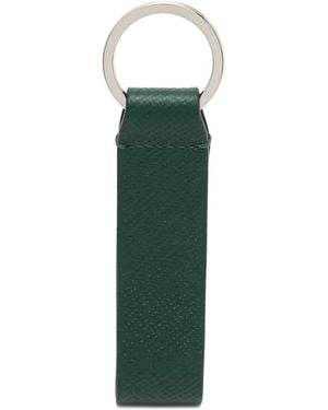 Smythson Logo-Stamp Leather Keyring - Green