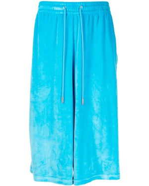 TEAM WANG design Brushed-Effect Drawstring Bermuda Shorts - Blue