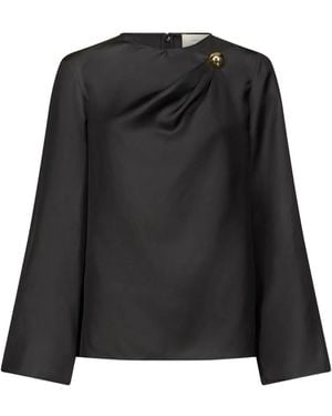 Loulou de Saison Draped Ornament-Detail Blouse - Black