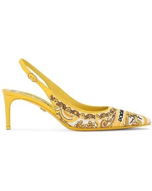 Dolce & Gabbana Majolica Embroidered Slingback Court Shoes 60 - Metallic