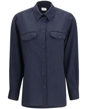 Cruna Pockets-Detail Wool Overshirt - Blue