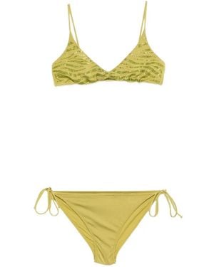 MC2 Saint Barth Paloma Sequin-Embellished Zebra-Print Bikini - Yellow