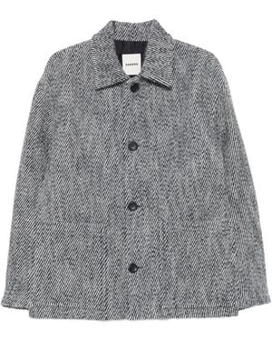 Sandro Button-Up Wing-Collar Jacket - Gray