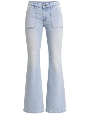 Le Temps Des Cerises Patch-Pocket Flared Jeans - Blue