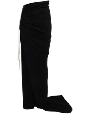 Rick Owens Falda Larga Edfu Fruncida - Negro
