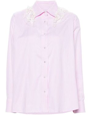 Loulou Lace-Detail Striped Shirt - Pink