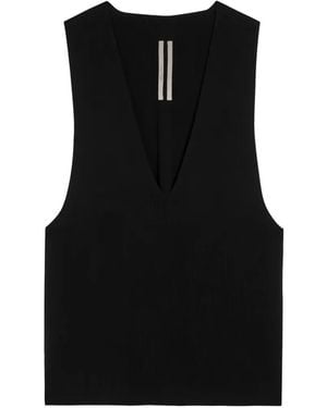 Rick Owens V-Neck Sleeveless Sweater - Black