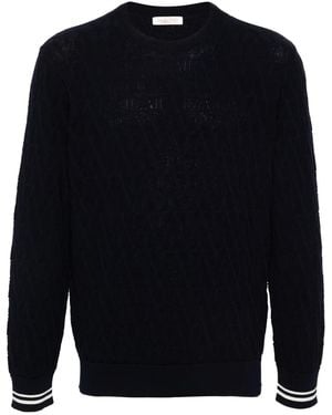 Valentino Garavani Optical-Jacquard Cotton Jumper - Blue
