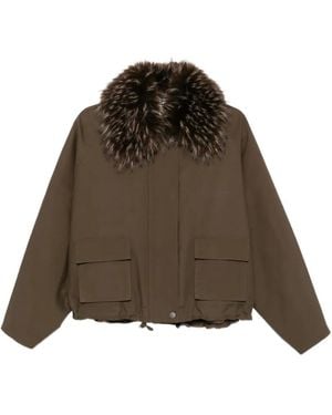 VALENTINI 1972 Faux-Fur-Trim Drawstring Jacket - Brown