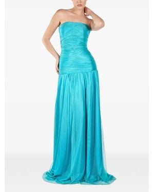ANDREEA VENECIUC Veil Ruched Maxi Dress - Blue