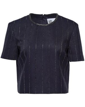 Self-Portrait Crystal-embellished Pinstripe Top - ブルー