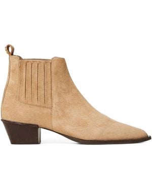 Twinset 40Mm Suede Ankle Boots - Natural