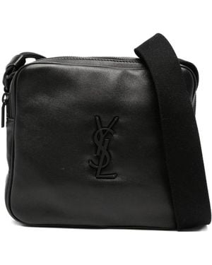 Saint Laurent Logo-Plaque Shoulder Bag - Black