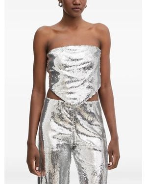 Haveone Sequin-Embellished Bandeau Top - White