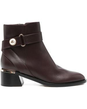 Jimmy Choo 45Mm Noor Pearl-Embellished Buckle Boots - Brown