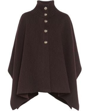 Barrie Poncho Con Cuello Alto - Marrón