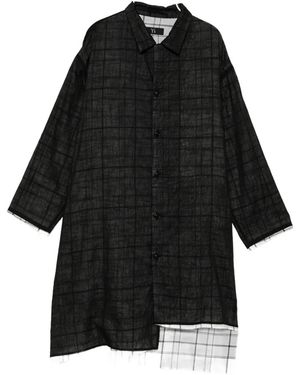 Y's Yohji Yamamoto Check-Pattern Layered-Effect Shirt - Black