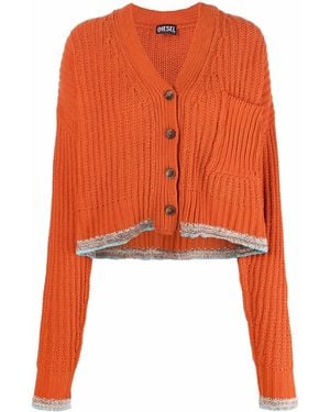 DIESEL Ribbed Button-Up Cardigan - Orange
